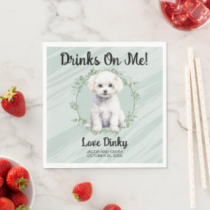 Guardanapo De Papel Bebidas em mim! Bichon Frise Pet Wedding