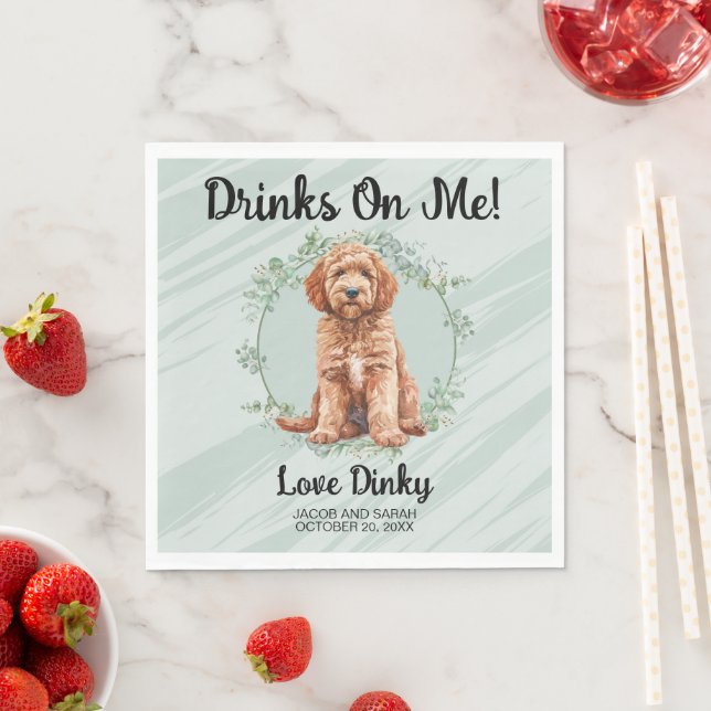 Guardanapo De Papel Bebidas Em Mim! Cachorro de Goldendoodle (Insitu)