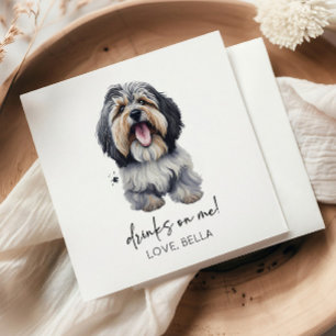 Guardanapo De Papel Bebidas Em Mim! Casamento de Cachorro Havanês