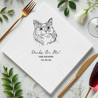 Guardanapo De Papel Bebidas Em Mim Casamento De Desenho De Gato Person