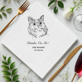 Guardanapo De Papel Bebidas Em Mim Casamento De Desenho De Gato Person