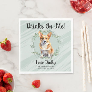 Guardanapo De Papel Bebidas Em Mim! Casamento de Pet Corgi