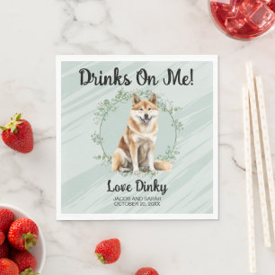 Guardanapo De Papel Bebidas em mim! Recepção de casamento Akita Inu