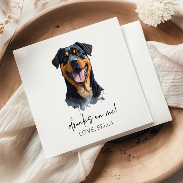 Guardanapo De Papel Bebidas Em Mim! Rottweiler Dog Pet Weding (Criador carregado)