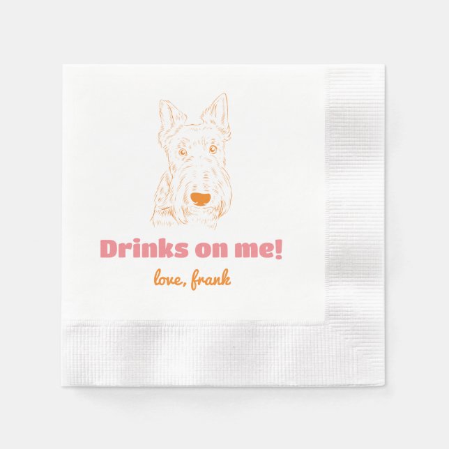 Guardanapo De Papel Bebidas em mim! Schnauzer Wedding Napkins (Frente)