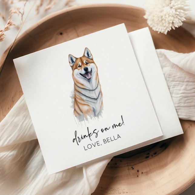 Guardanapo De Papel Bebidas Em Mim! Shiba Inu Dog Pet Weding Weding (Criador carregado)