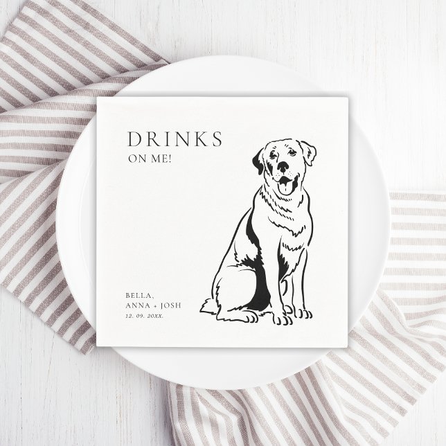 Guardanapo De Papel Bebidas no Casamento do Cachorro (drinks on me dog wedding napkins)