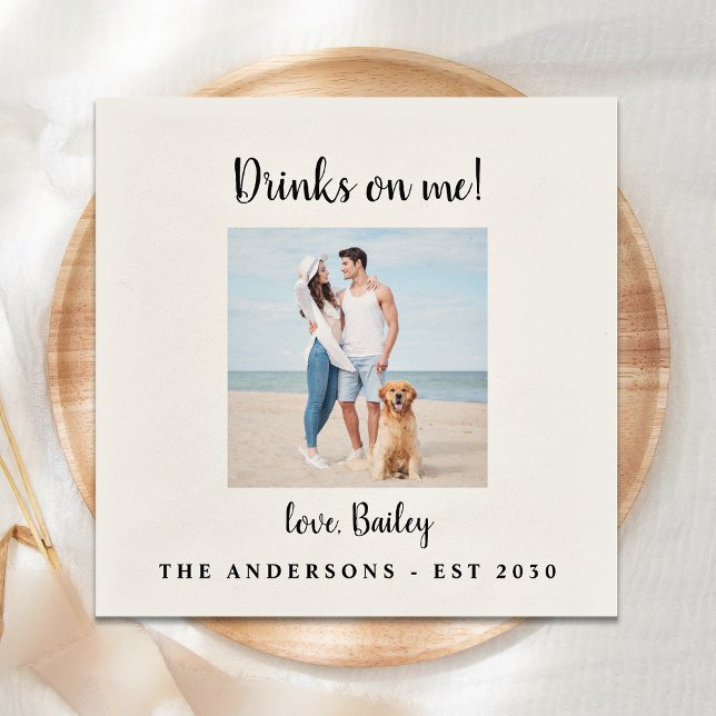Guardanapo De Papel Bebidas Personalizadas Em Mim Foto De Casamento De (Criador carregado)