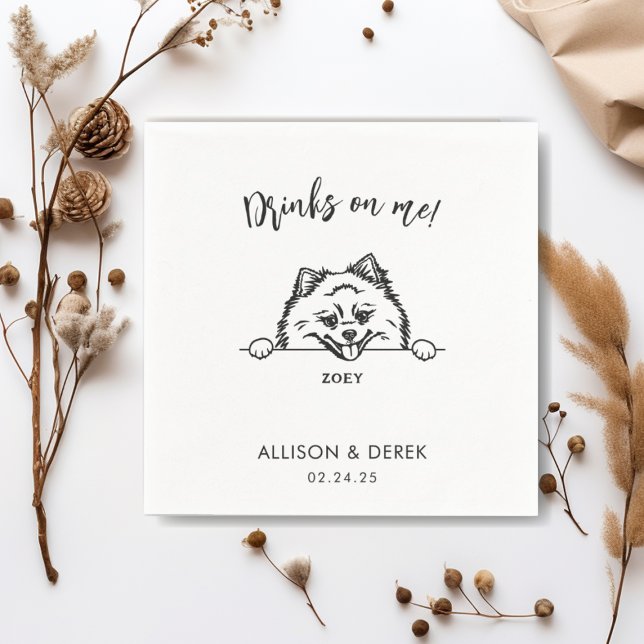 Guardanapo De Papel Bebidas Simples no Casamento de Cachorros Pomerani (Criador carregado)