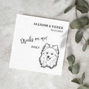 Guardanapo De Papel Bebidas Simples no Casamento de Cachorros Pomerani