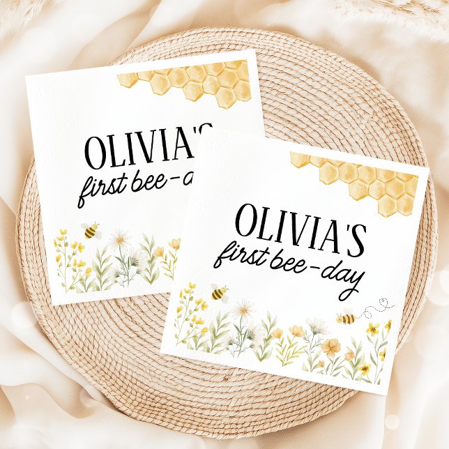 Guardanapo De Papel Bee Birthday Napkins (Criador carregado)