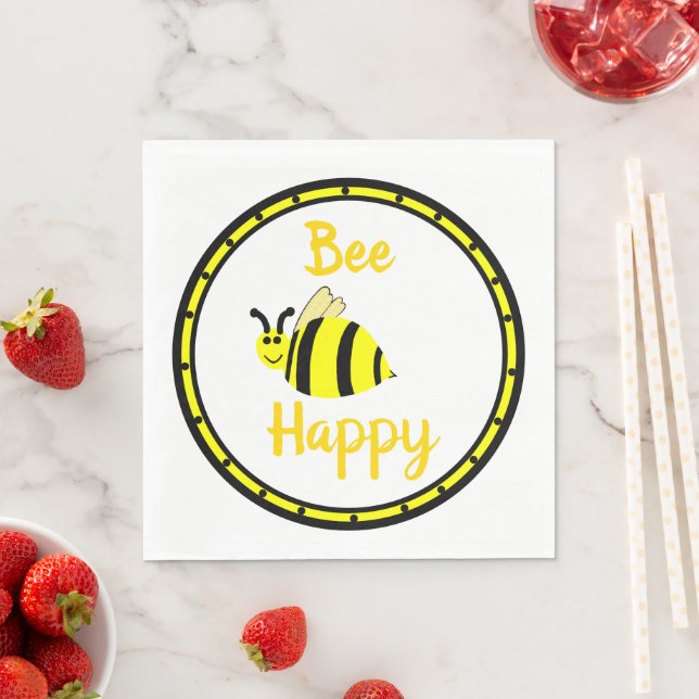 Guardanapo De Papel Bee Happy Bumble Bee Party (Insitu)