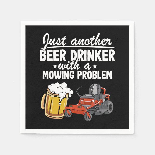 Guardanapo De Papel Beer Drinker With A Mowing Problem Lawn Mowing Gif (Frente)