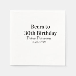 Guardanapo De Papel Beers to 30th birthday name date man stylishSimple
