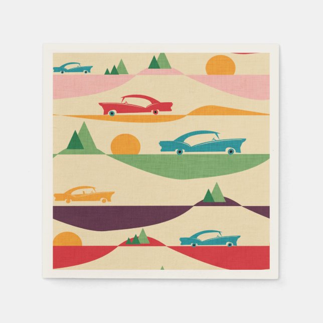 Guardanapo De Papel bege de férias retrô (Frente)