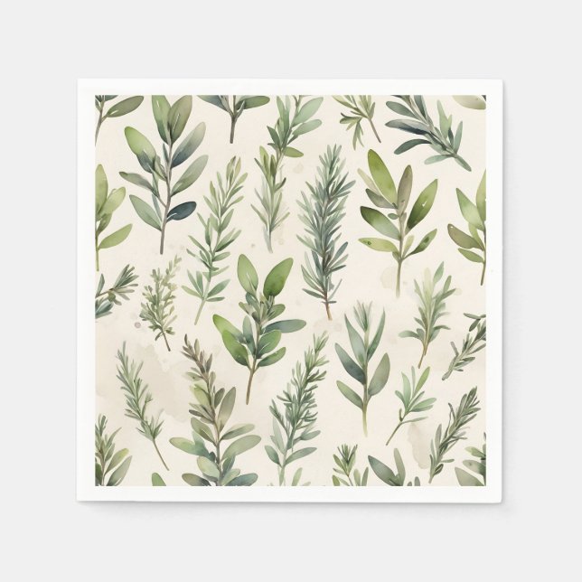 Guardanapo De Papel bege pálido com erva verde macia (Frente)