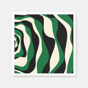 Guardanapo De Papel Bei e Fluxo 4 em Verde, Creme e Preto