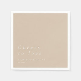 Guardanapo De Papel Beige Alegra Amar Casamento Personalizado