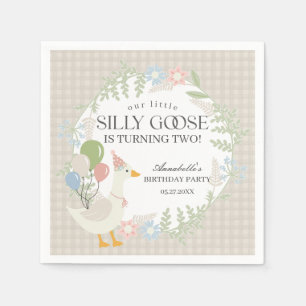 Guardanapo De Papel Beige Bobo Goose Floral Gingham Birthday