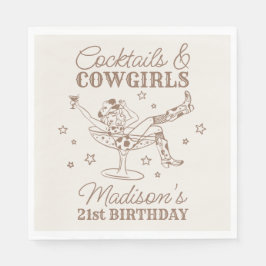 Guardanapo De Papel Beige Cocktails e Cowgirl Rodeo Aniversário