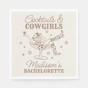 Guardanapo De Papel Beige Cocktails e Cowgirl Rodeo Bachelorette
