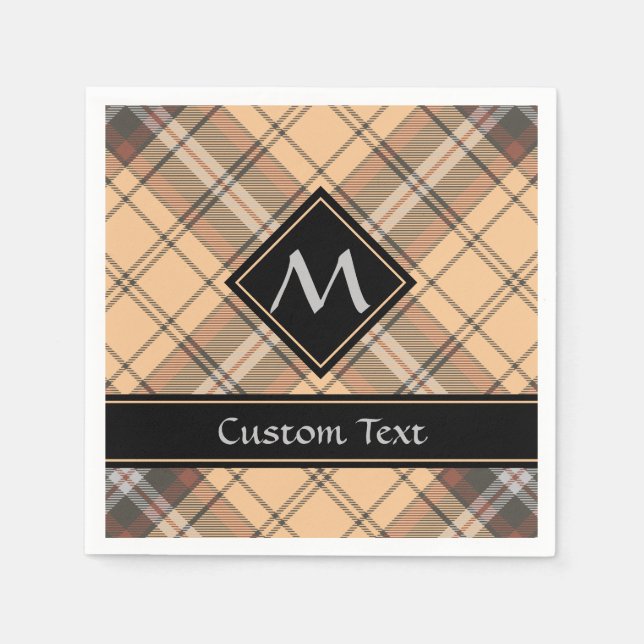 Guardanapo De Papel Beige e Brown Tartan (Frente)