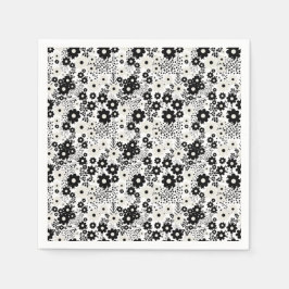 Guardanapo De Papel Beige e Flores Negras