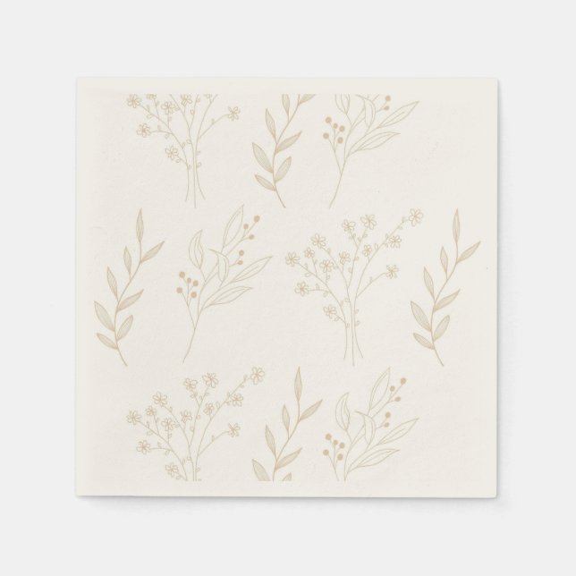 Guardanapo De Papel Beige Floral Boho Wedding (Frente)