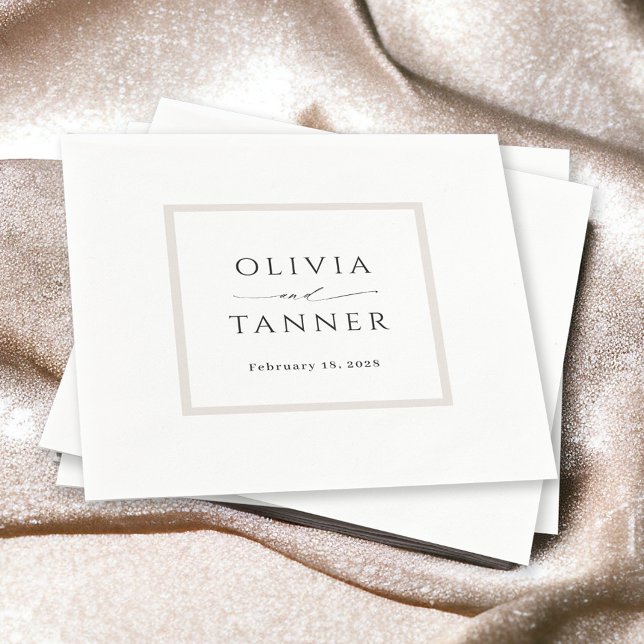 Guardanapo De Papel Beige Neutro Simples Elegante e Casamento Branco (Criador carregado)