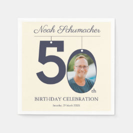 Guardanapo De Papel Beige Vintage 50º Aniversário Foto Personalizada N