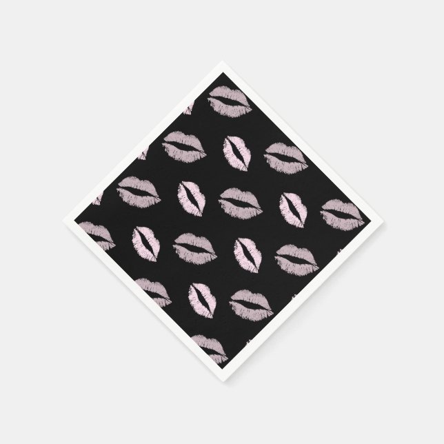 Guardanapo De Papel Beijos Rosa Prateados (Canto)