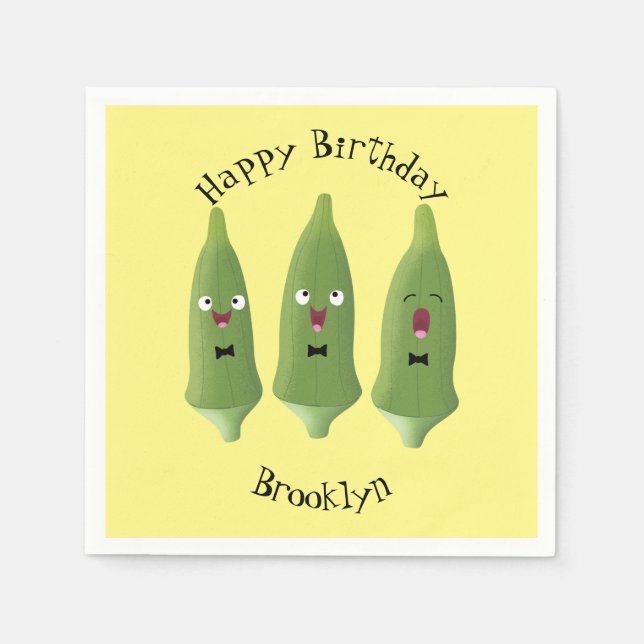 Guardanapo De Papel Bela caricatura de okra (Frente)