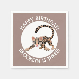 Guardanapo De Papel Bela cartoon ocelot, aniversário personalizado
