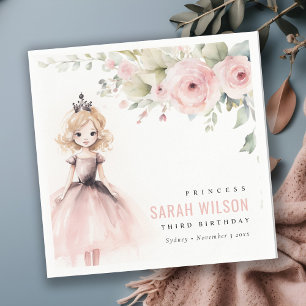 Guardanapo De Papel Bela princesa rosa Rosa Floral Aniversário