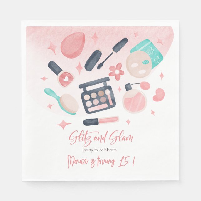 Guardanapo De Papel Bela spa glitz e festa de aniversário de vidro (Frente)