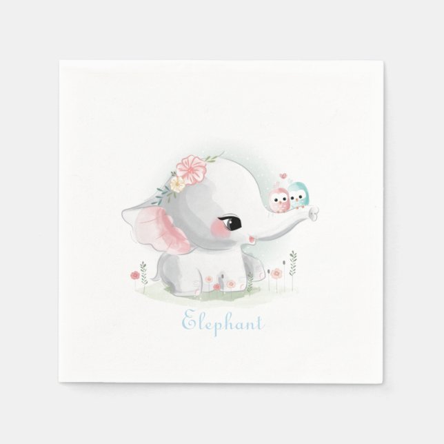 Guardanapo De Papel Belas-brancas, Elefante, Bebê, Aquarela (Frente)