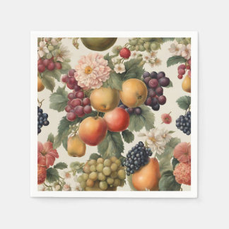 Guardanapo De Papel Belas Frutas e Flores no Estilo Francês
