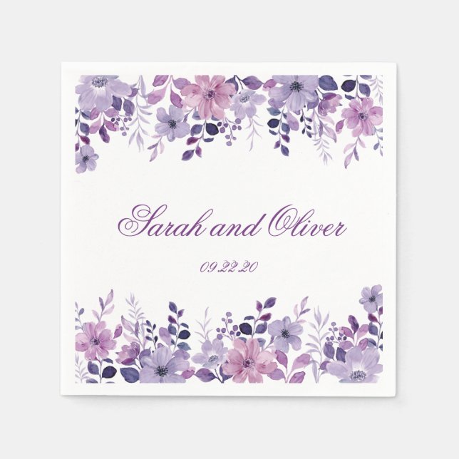Guardanapo De Papel Beleza Purple Wedding Floral (Frente)