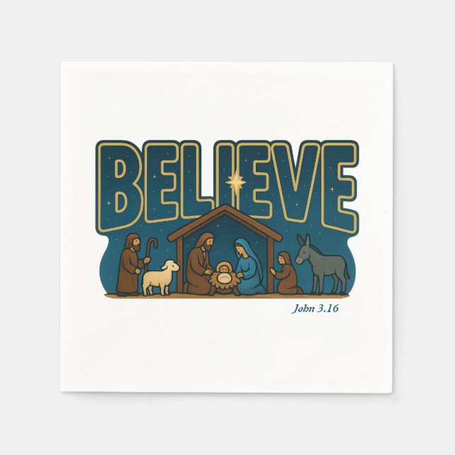 Guardanapo De Papel Believe Nativity (Frente)