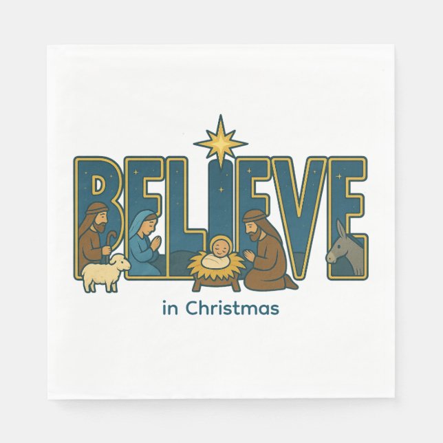 Guardanapo De Papel Believe nativity  (Frente)