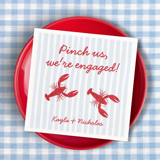 Guardanapo De Papel Beliscão Estamos Comprometidos Ensopado de Lagosti (Pinch Us We’re Engaged Crawfish Boil Southern Napkins)