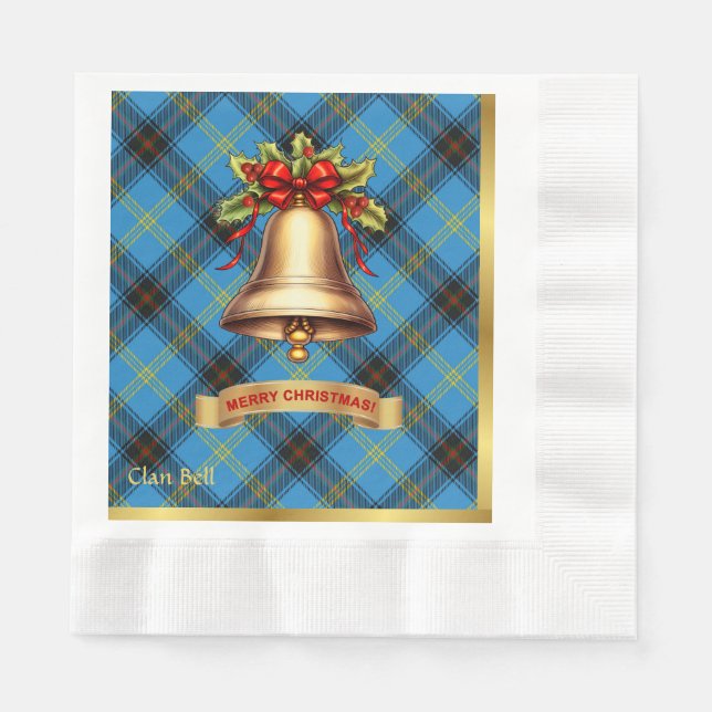 Guardanapo De Papel Bell Personalizado Tartan Natal (Frente)