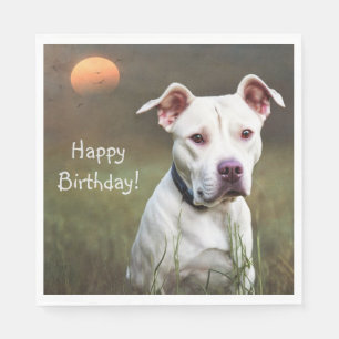 Guardanapo De Papel Belo aniversário de Pitbull Branco