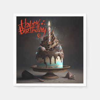 Guardanapo De Papel Belo Bolo Feliz Aniversário Oferece Amor
