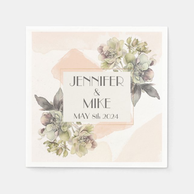 Guardanapo De Papel Belo buquê de flor de aquarela (Frente)