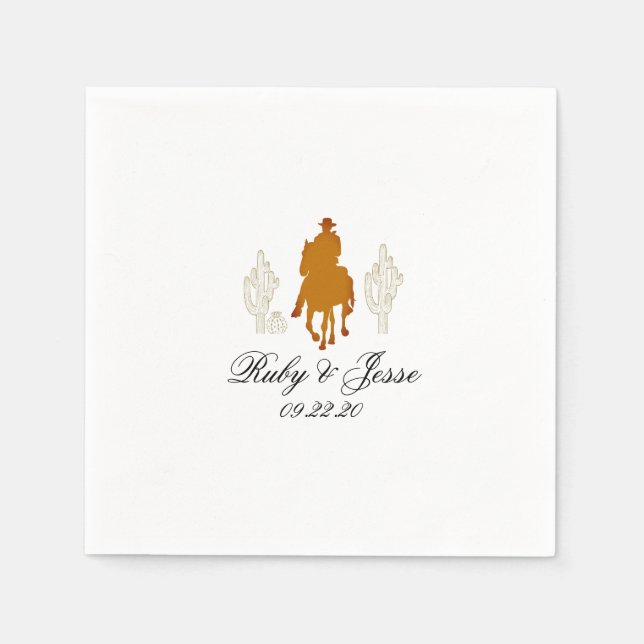 Guardanapo De Papel Belo Casamento Castanho Escuro Ocidental (Frente)