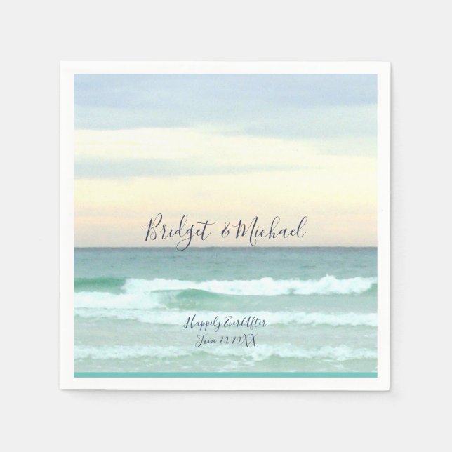 Guardanapo De Papel Belo Casamento de Praia Napkins (Frente)