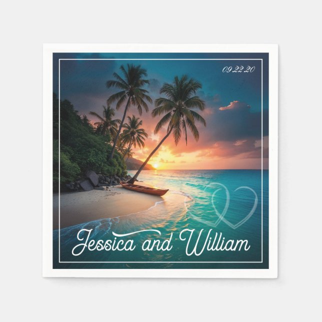 Guardanapo De Papel Belo Casamento de Verão (Frente)