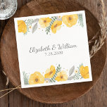 Guardanapo De Papel Belo Casamento Romântico entre Flores Amarelas<br><div class="desc">Comemore seu casamento com esses bonitos guardanapos de papel personalizados com flores amarelas pintadas manualmente e design de folha. Adicione os nomes da noiva e do noivo e a data do casamento para personalizar. Também disponível no almoço e guardanapos jantados. Perfeito para casamentos românticos de jardim, casamentos de chic rústicos...</div>