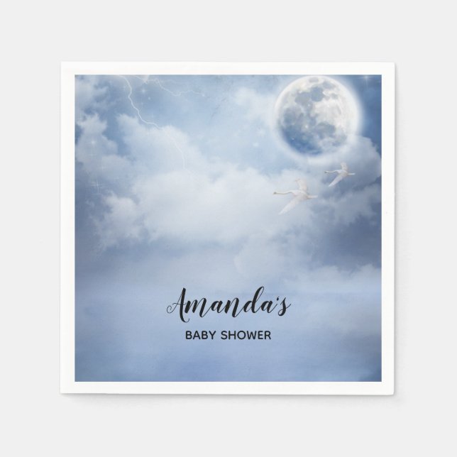 Guardanapo De Papel Belo céu azul com Chá de fraldas de Cisnes Voadora (Frente)